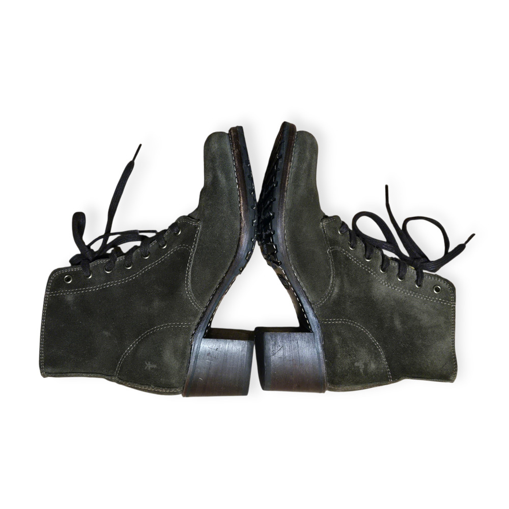 Frye Sabrina 6G Lace Up Olive Green Fatigue Suede Ankle Booties Size 8 - Picture 4 of 8